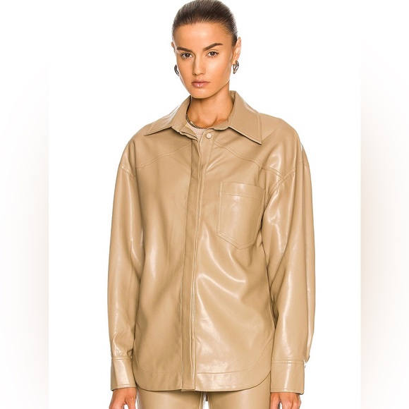 NICHOLAS Aretha Dark Tan Vegan Leather Shacket - Size 6 OVERSIZED- EUC - Picture 2 of 11